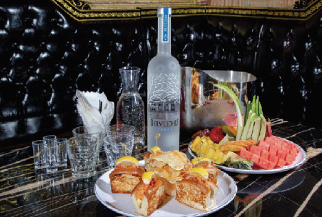 bottle service las vegas magnum belvedere, vip table and food