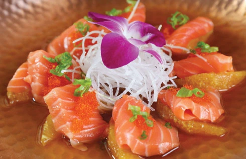 New Zealand King Salmon with citrus happy hour sushi